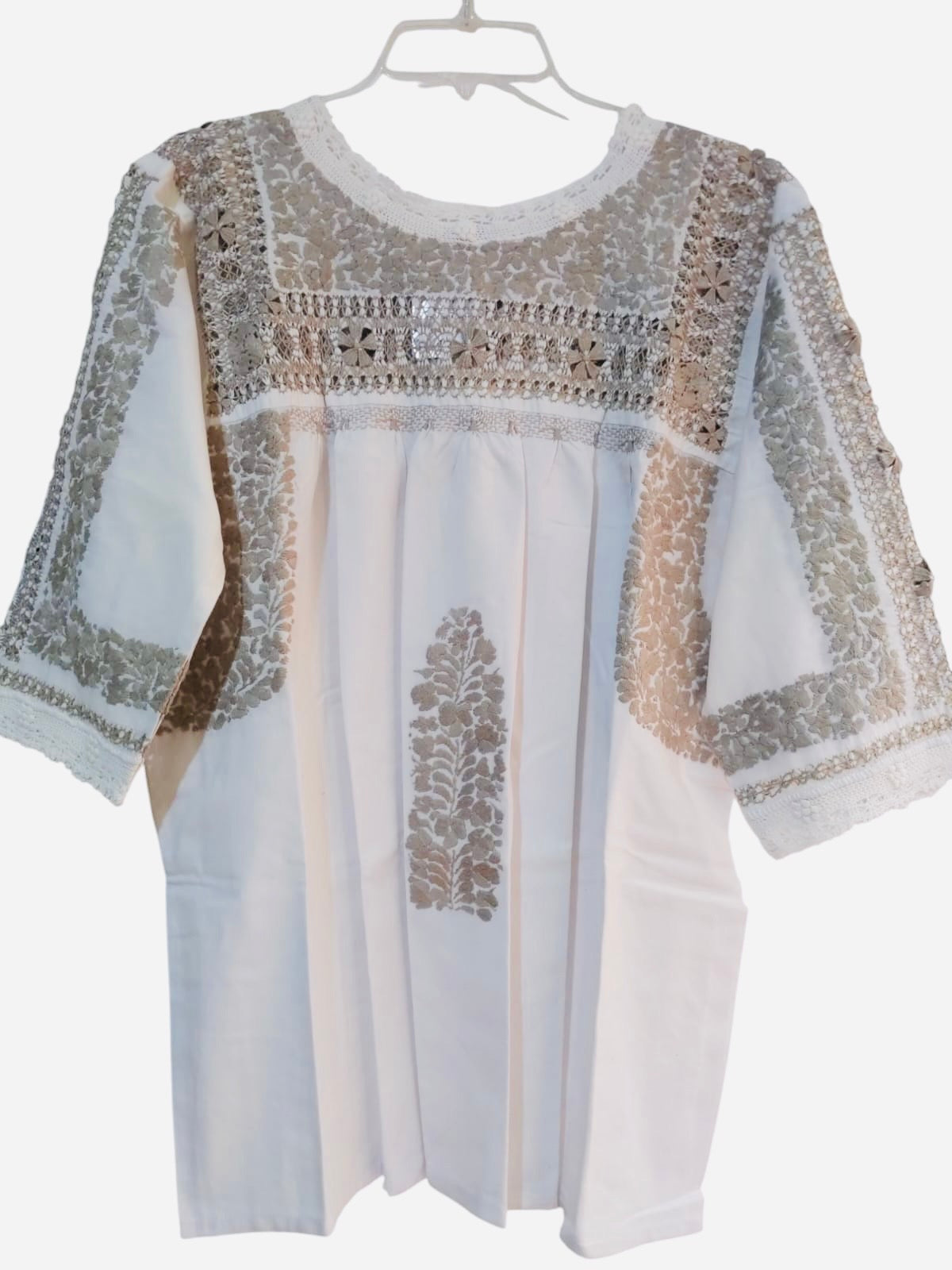 Blusa Deshilada Manga 3/4 de San Antonino Velasco
